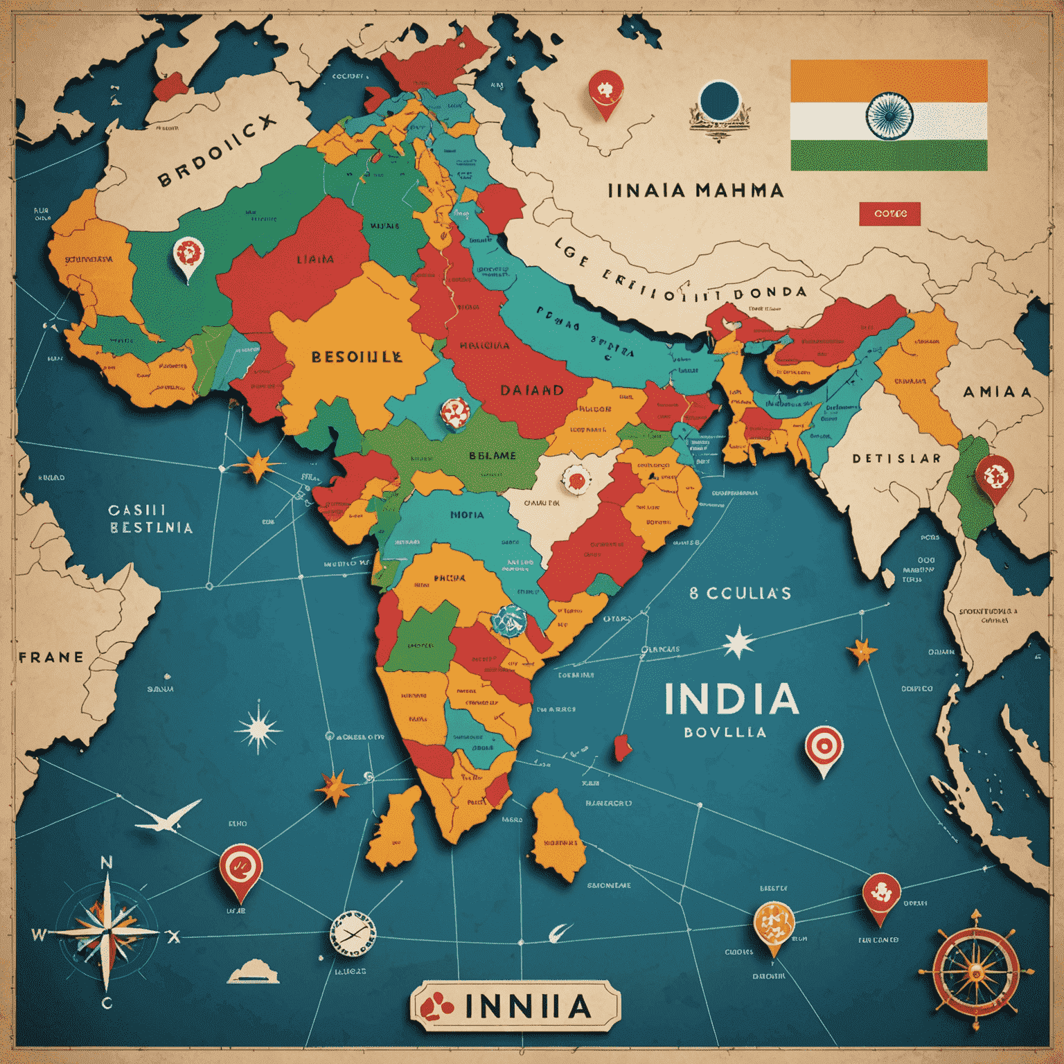 Map showing India at the center with lines connecting to various countries, overlaid with Betropolisx logo and social casino game icons